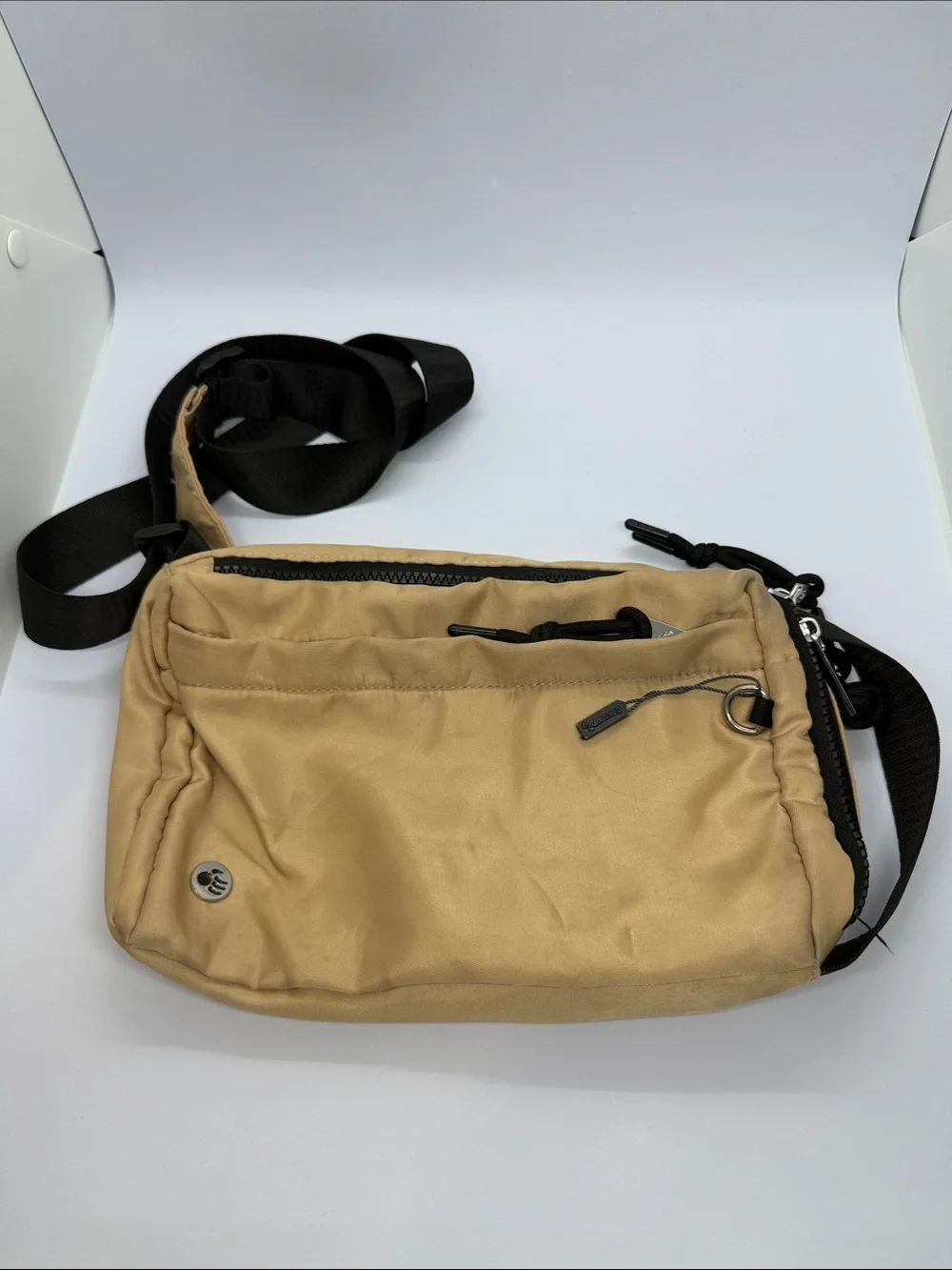 BearPaw Tan and Black Sling Messenger Bag